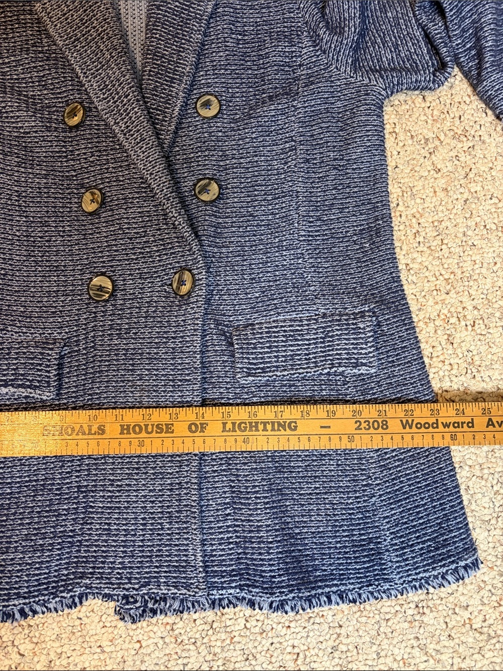 NWOT Chico’s Denim Blue Fringed Sweater Jacket/Cardigan size 3/US 14. - Picture 12 of 12